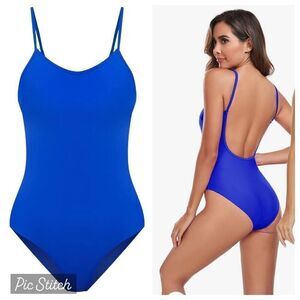 NWOT Speerise Royal Blue One Piece Backless Tummy Control 1 Piece Swimsuit - Siz
